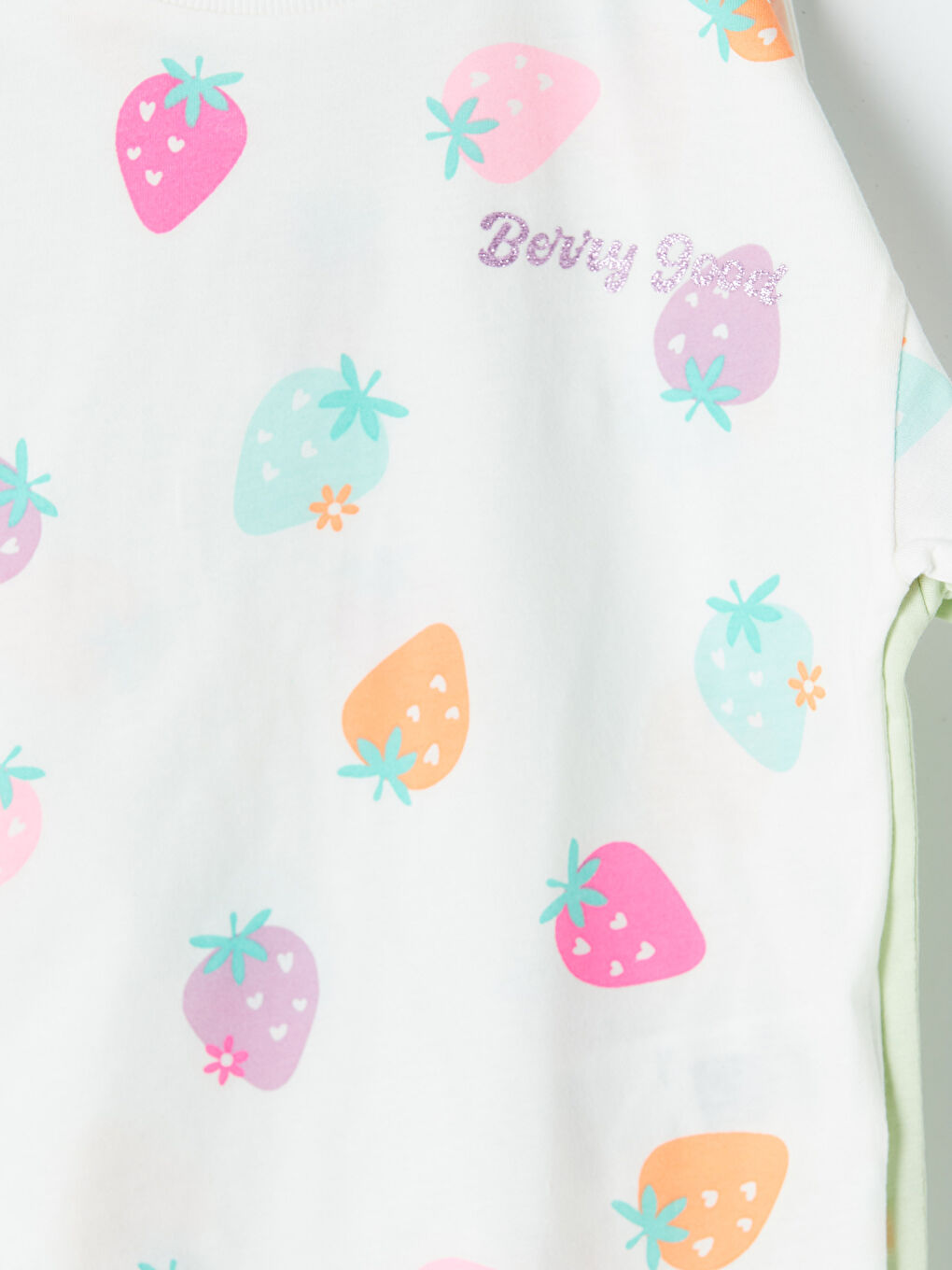 Yeşil Bisiklet Yaka Baskılı Kız Çocuk Tişört 2'li-6