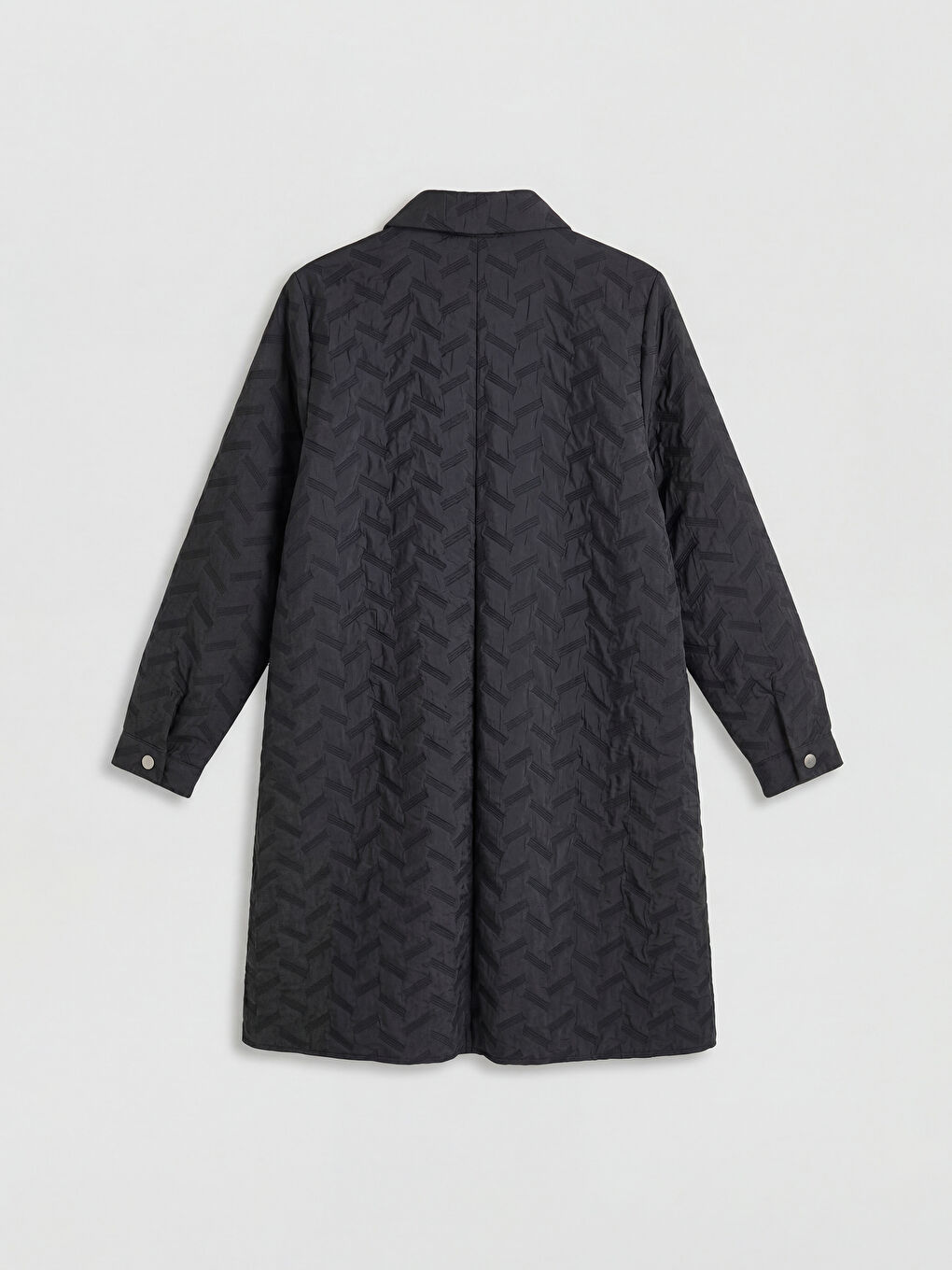 Siyah Gömlek Yaka Desenli Kadın Ferace	-1