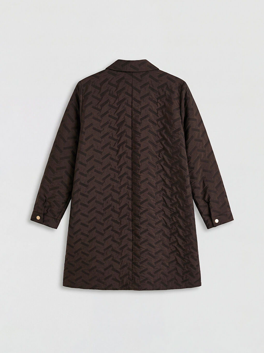 Kahverengi Gömlek Yaka Desenli Kadın Ferace-1