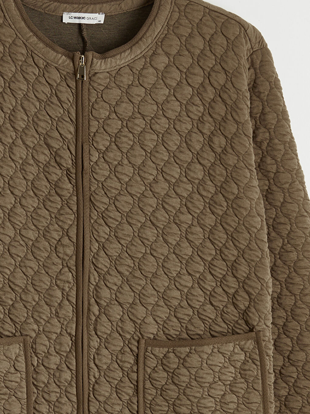 Sarı Bisiklet Yaka Kapitone Desenli Kadın Ferace-2