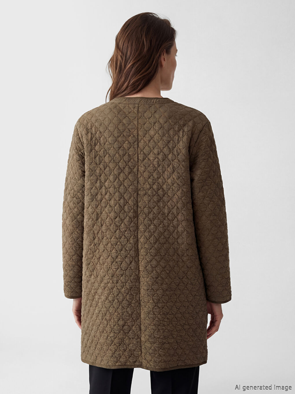 Sarı Bisiklet Yaka Kapitone Desenli Kadın Ferace-2