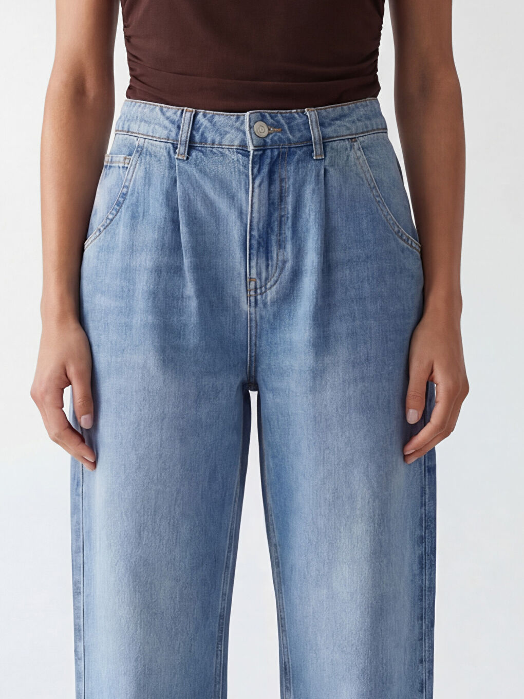 İndigo Barrel Fit Kadın Jean Pantolon	-2