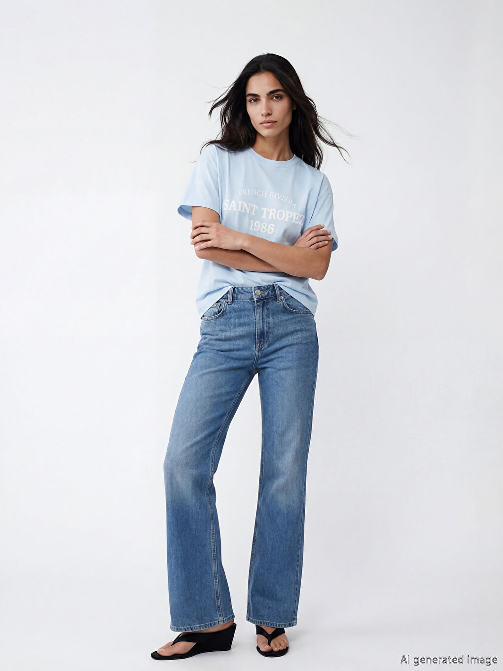 İndigo Crop Flare Kadın Jean Pantolon