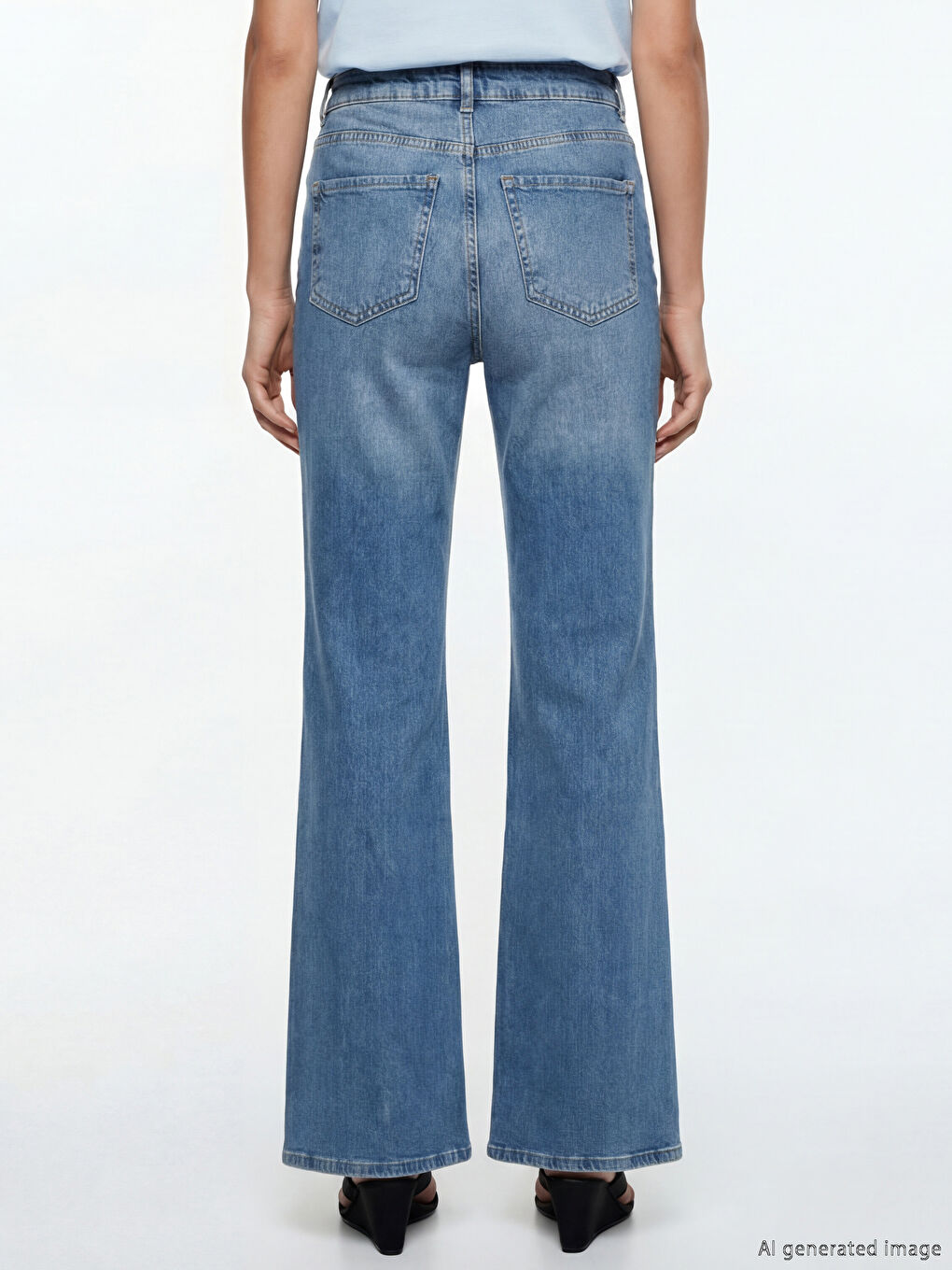 İndigo Crop Flare Kadın Jean Pantolon-1