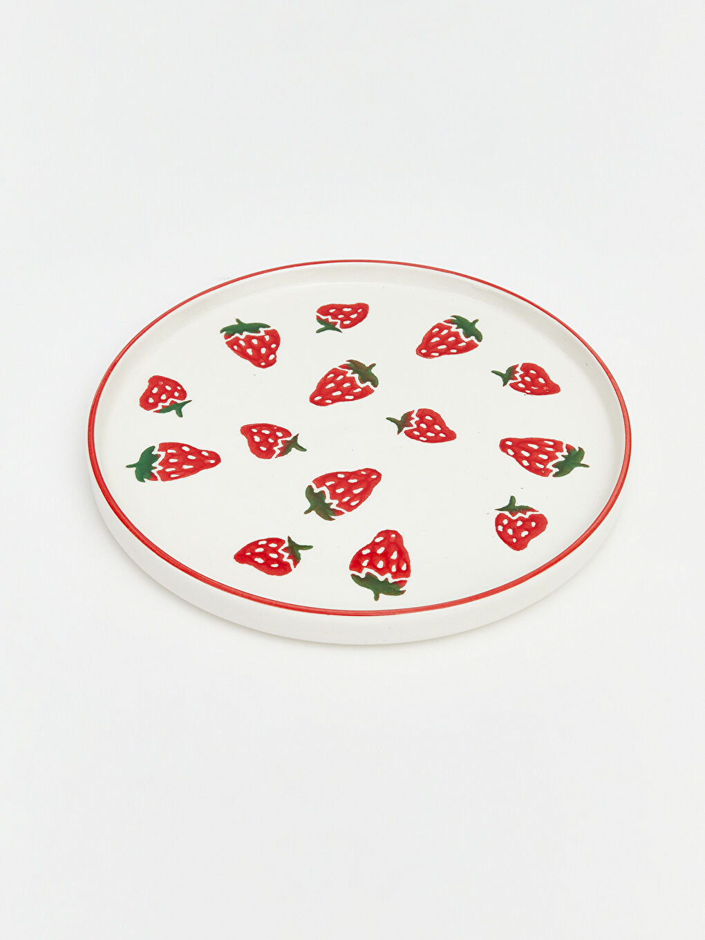 Karışık Çilek Desenli Yuvarlak Seramik Tabak 4'lü 20 cm -4