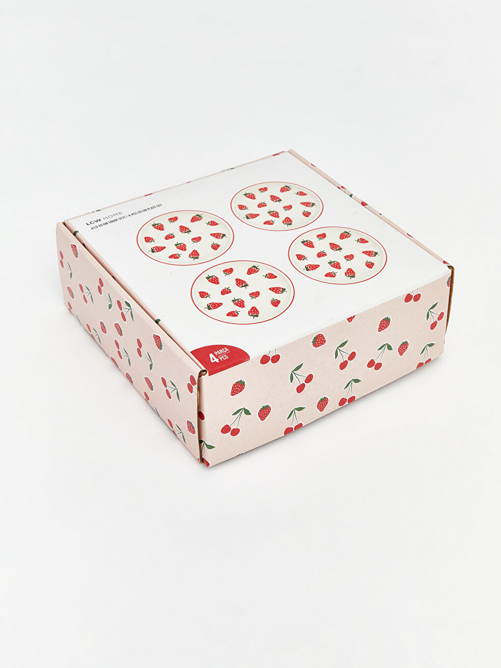 Karışık Çilek Desenli Yuvarlak Seramik Tabak 4'lü 20 cm -5