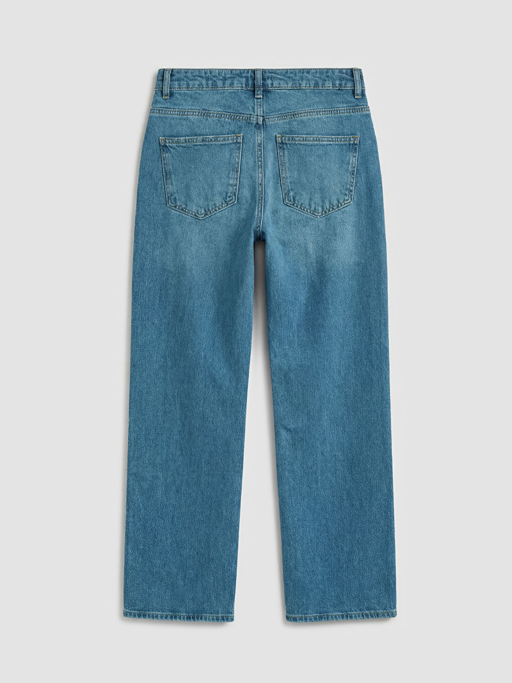 İndigo Yüksek Bel Straight Fit Kadın Jean Pantolon-1