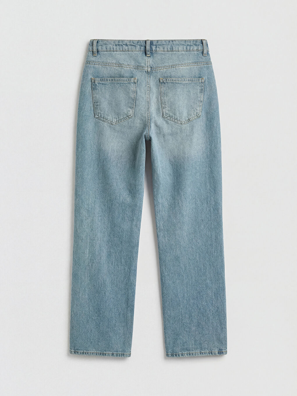 İndigo Yüksek Bel Straight Fit Kadın Jean Pantolon-1