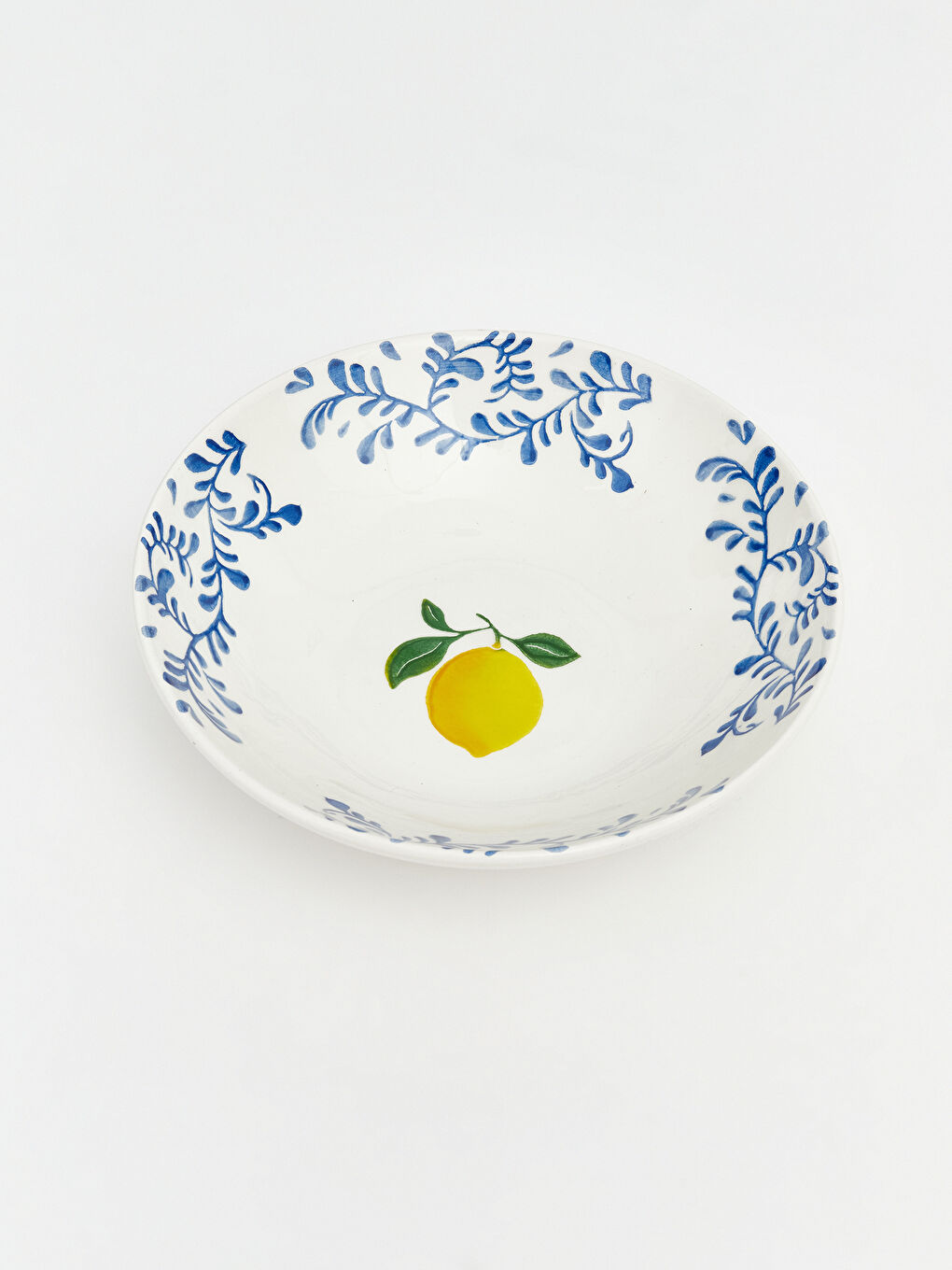 Karışık Limon ve Yaprak Desenli Seramik Çukur Tabak-3