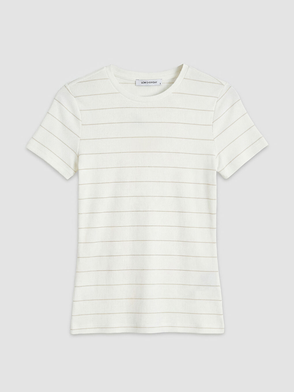 Sarı Bisiklet Yaka Çizgili Kadın Tişört-3