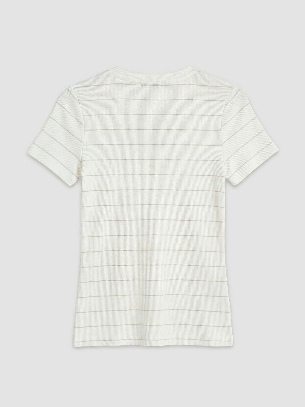 Sarı Bisiklet Yaka Çizgili Kadın Tişört-4