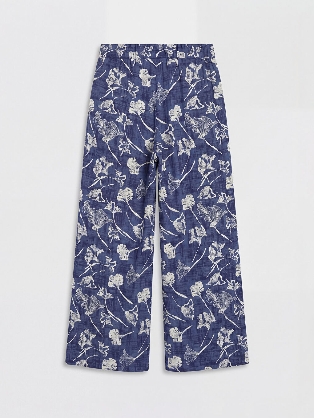İndigo Beli Lastikli Çiçekli Kadın Pantolon-1