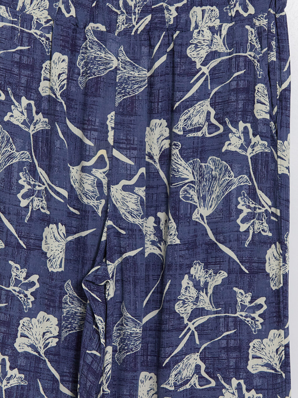 İndigo Beli Lastikli Çiçekli Kadın Pantolon-2