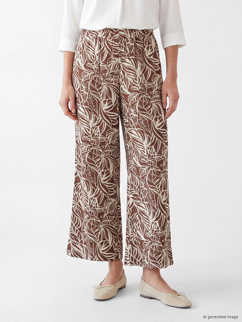 Elastic Waist Floral Women's Trousers-1