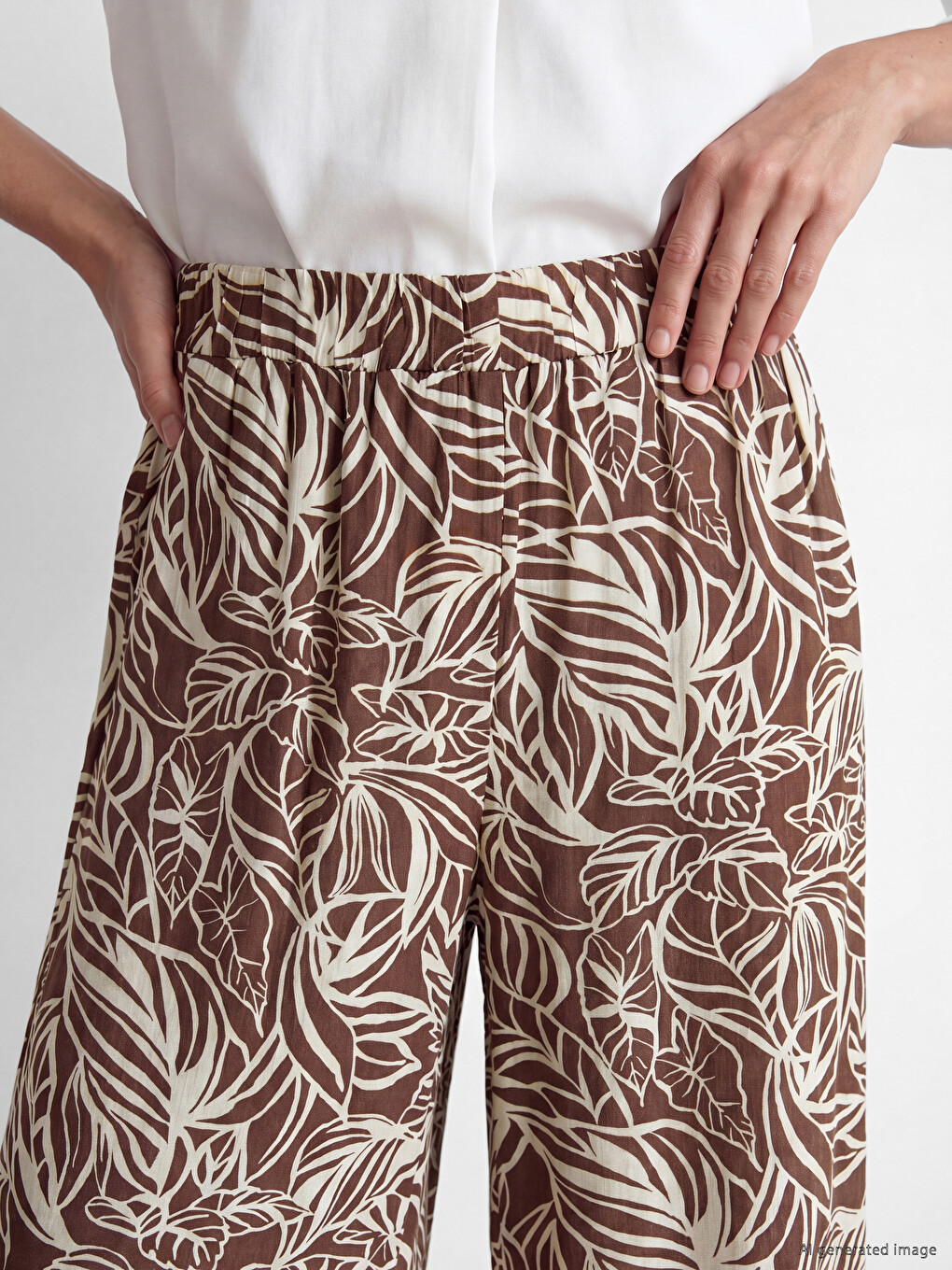 Elastic Waist Floral Women's Trousers-2