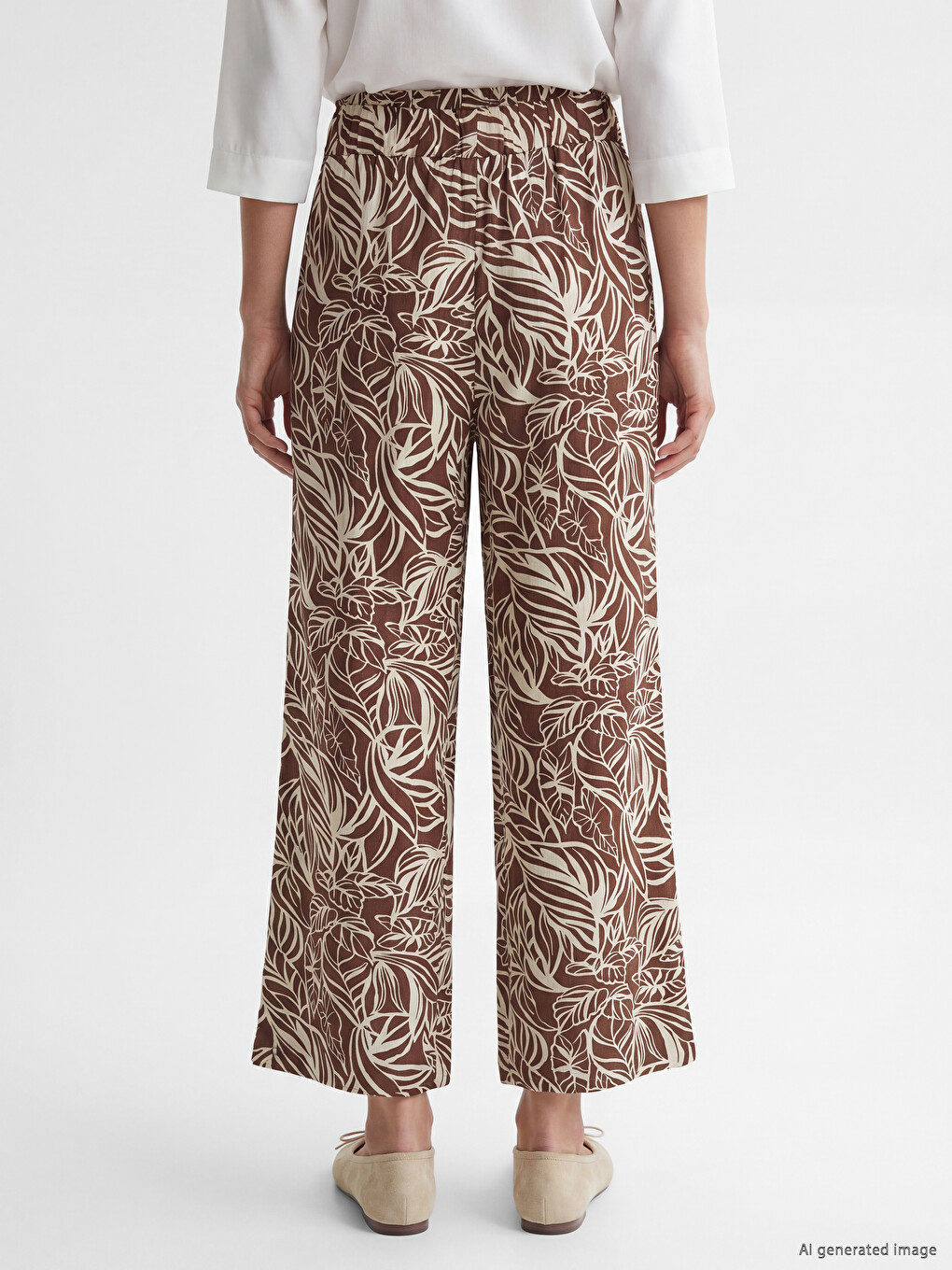 Elastic Waist Floral Women's Trousers-3