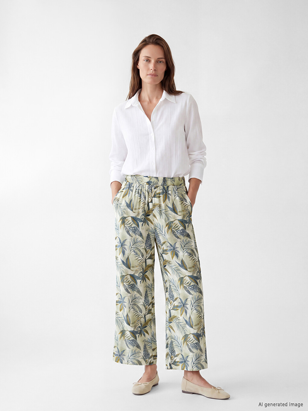Elastic Waist Floral Women's Trousers