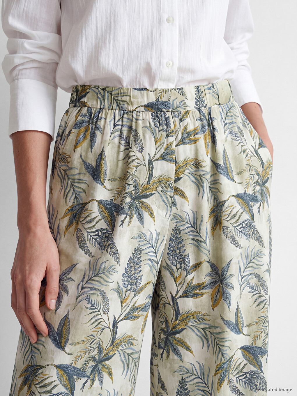 Elastic Waist Floral Women's Trousers-2
