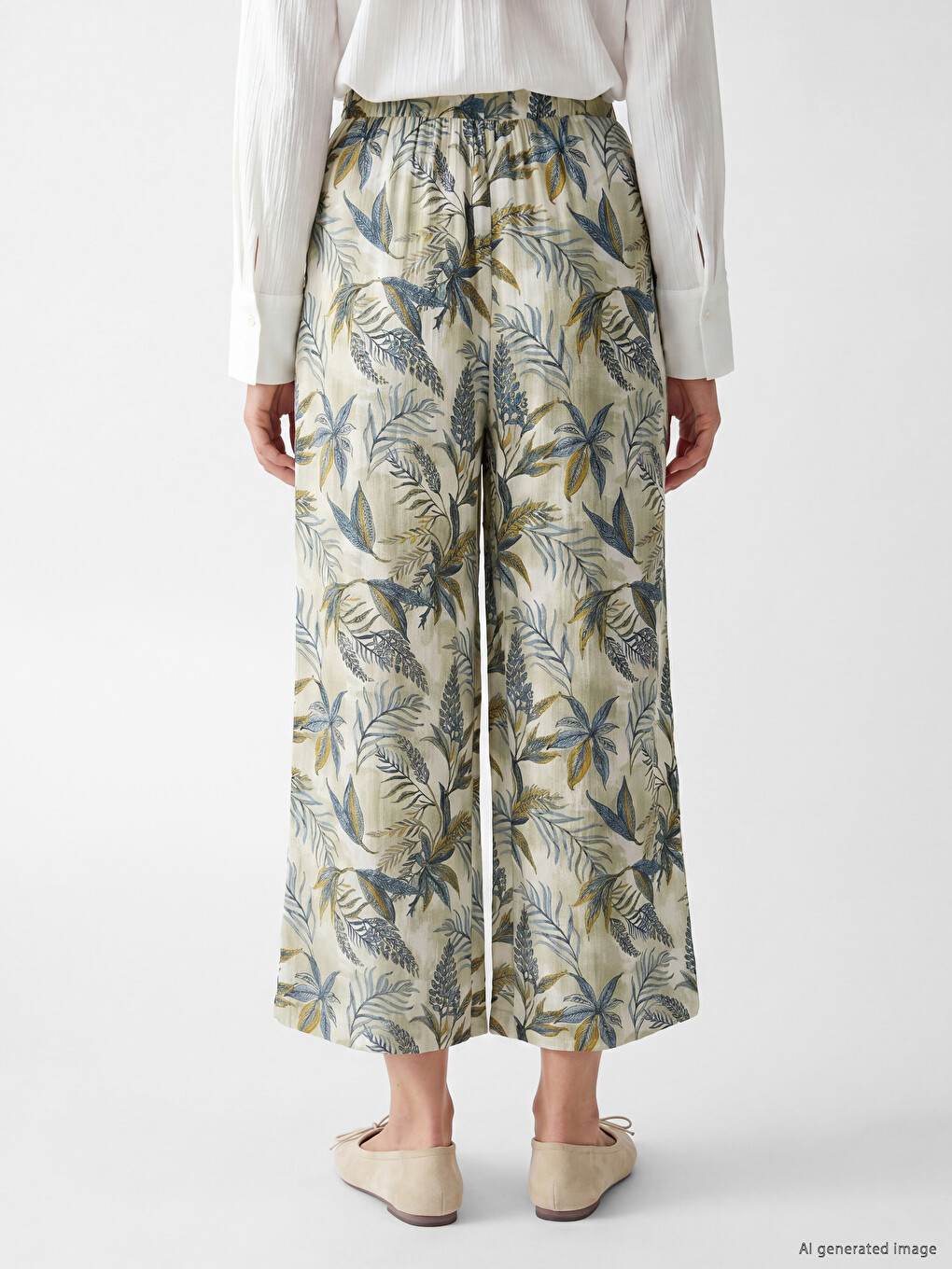 Elastic Waist Floral Women's Trousers-3
