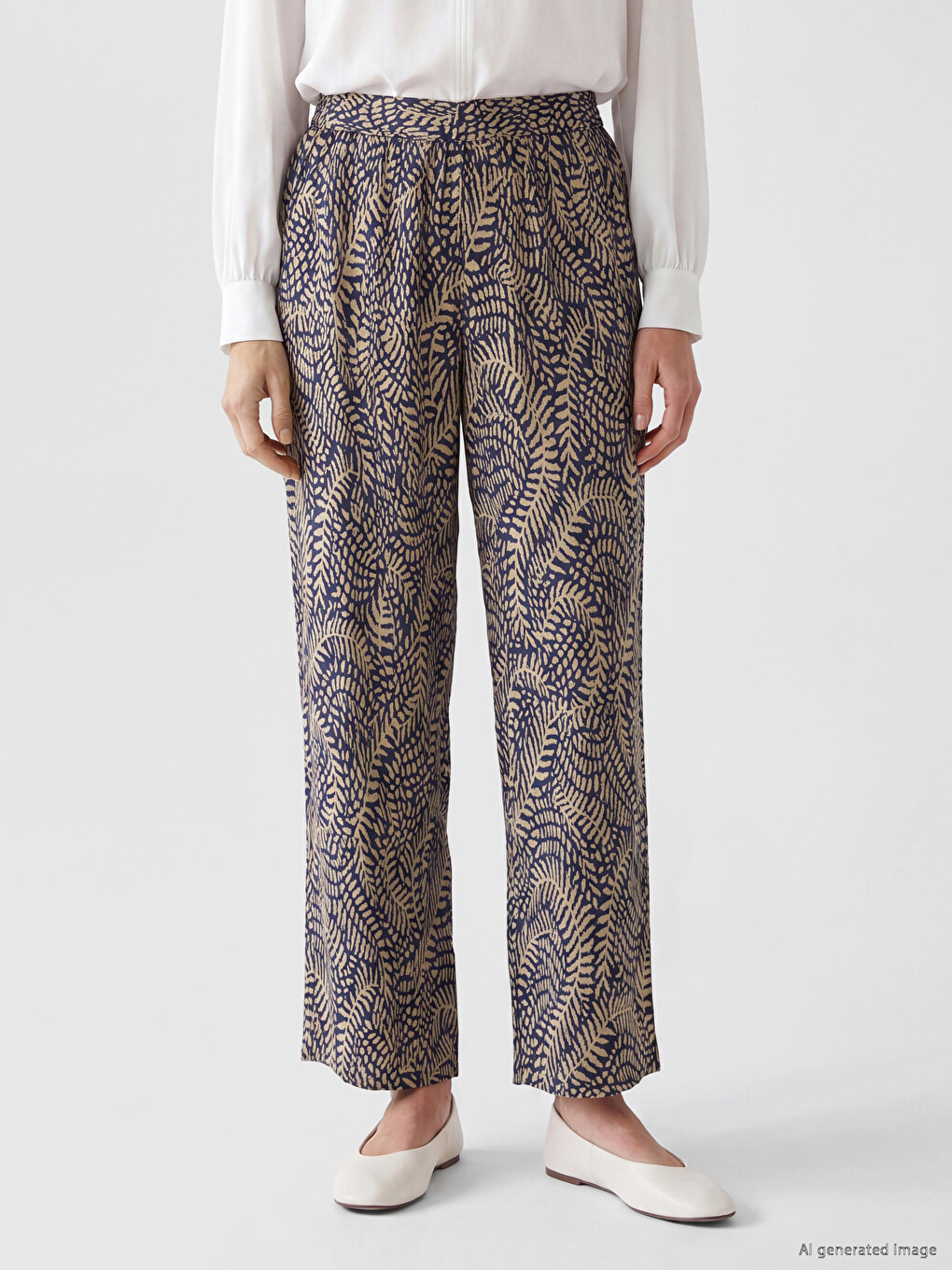 Elastic Waist Patterned Women's Trousers-1