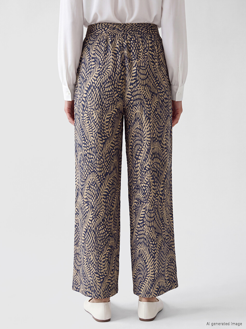 Elastic Waist Patterned Women's Trousers-3
