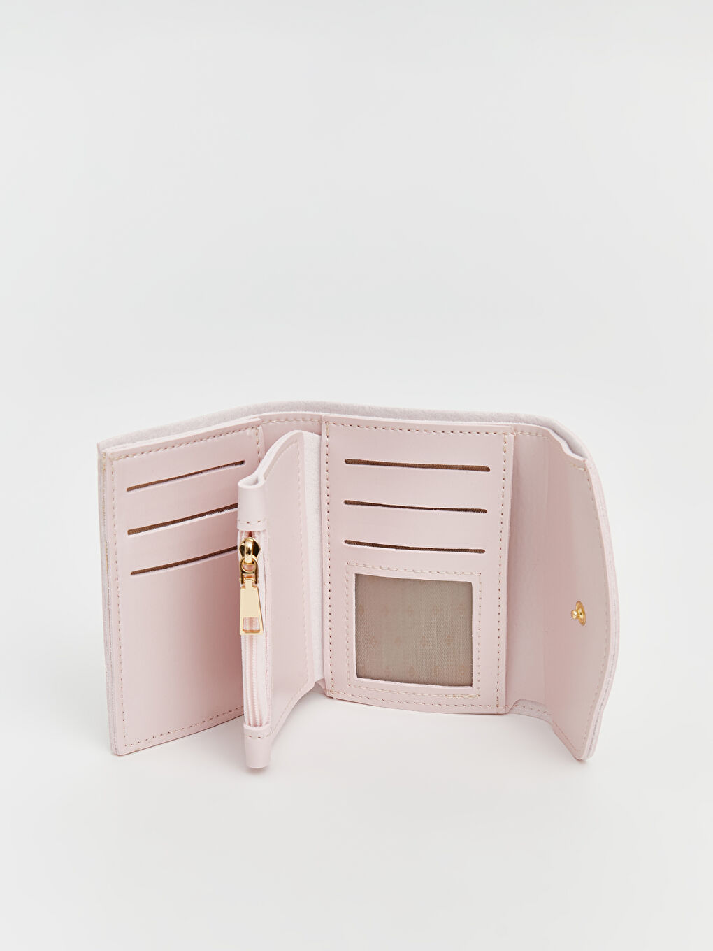 Pembe Deri Görünümlü Kadın Cüzdan-2