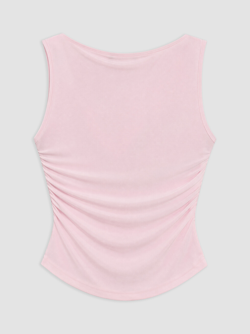Pembe Kayık Yaka Büzgülü Bluz-1