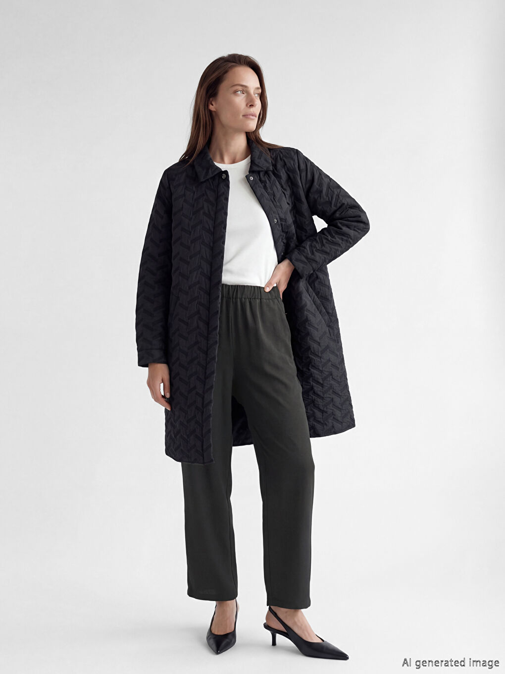 Bej Beli Lastikli Kadın Pantolon