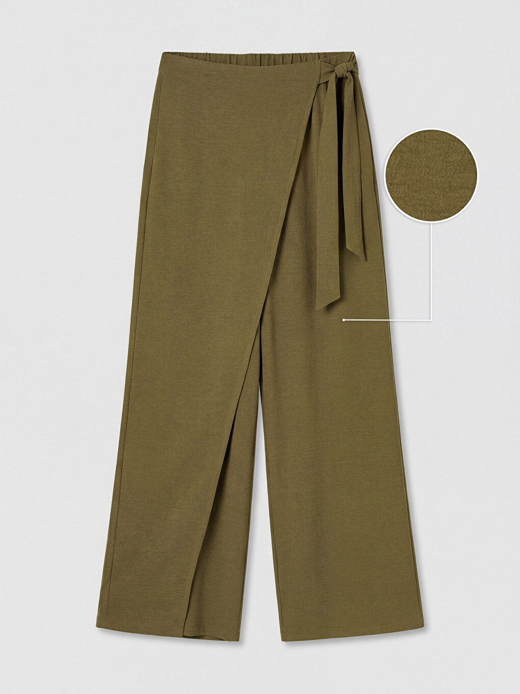 Tied Wide Leg Women's Trousers-4