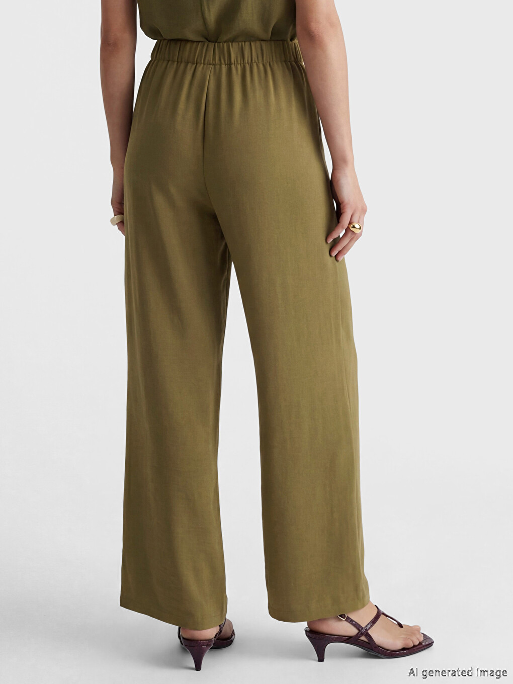 Tied Wide Leg Women's Trousers-3