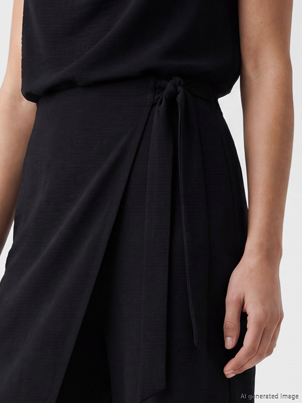 Tied Wide Leg Women's Trousers-2