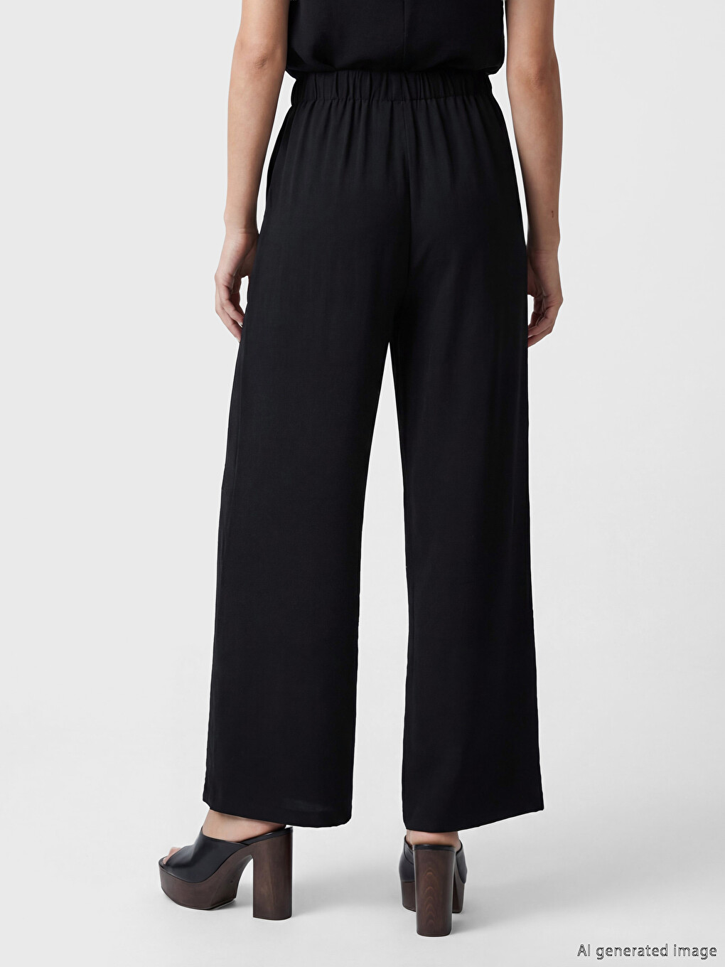 Tied Wide Leg Women's Trousers-3