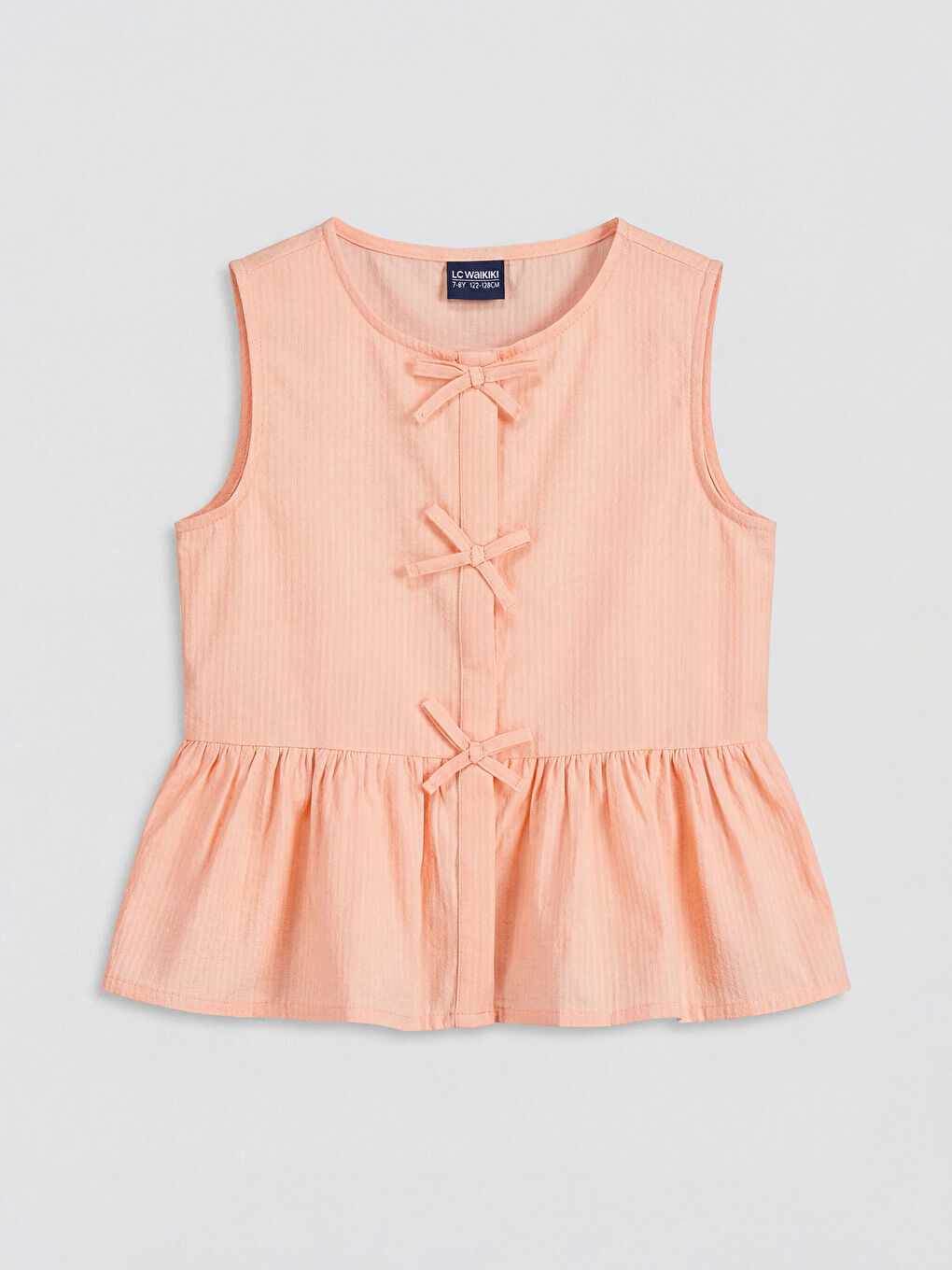 Pembe Fiyonk Detaylı Kız Çocuk Poplin Bluz