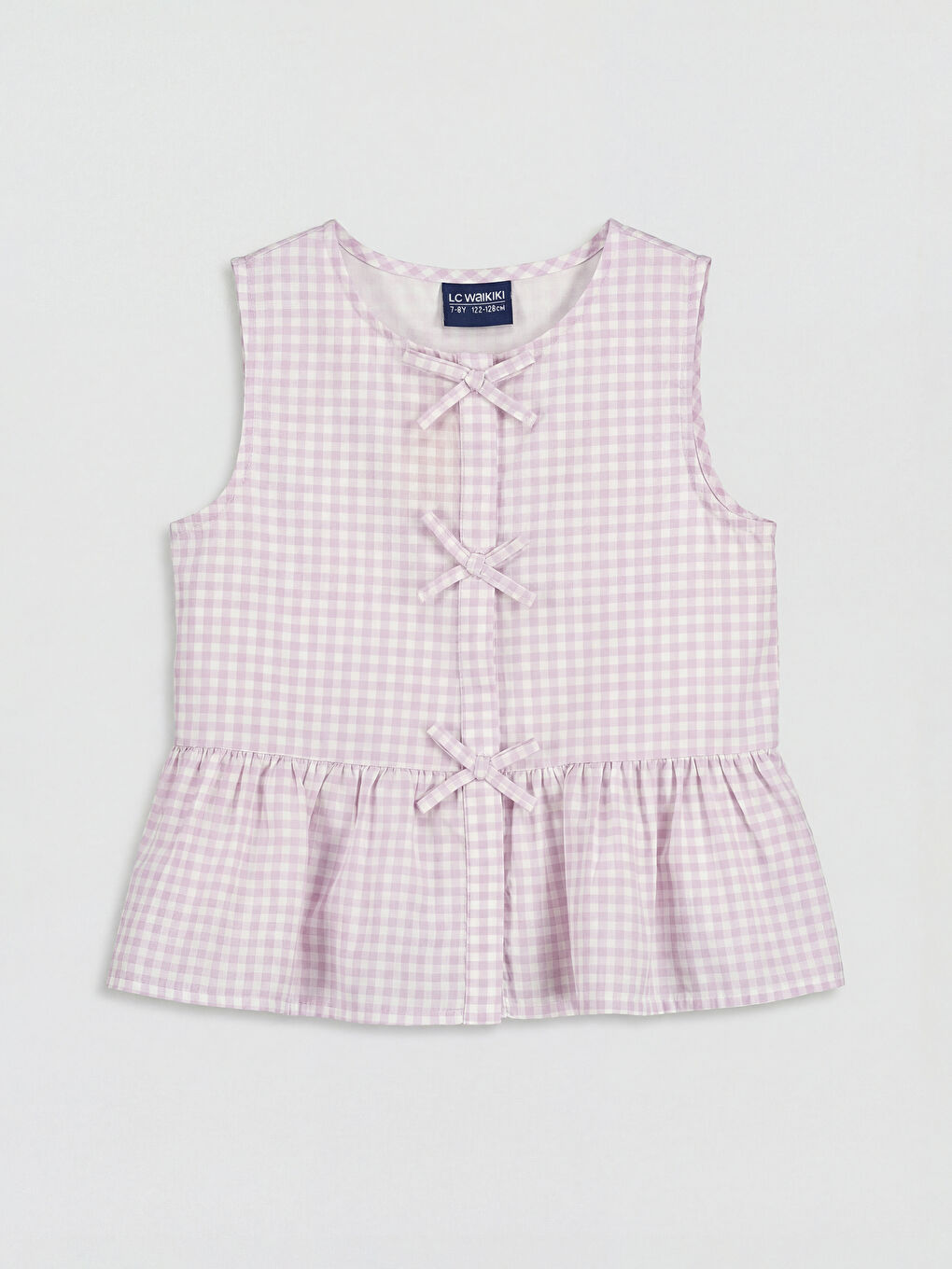 Lila Fiyonk Detaylı Kız Çocuk Poplin Bluz