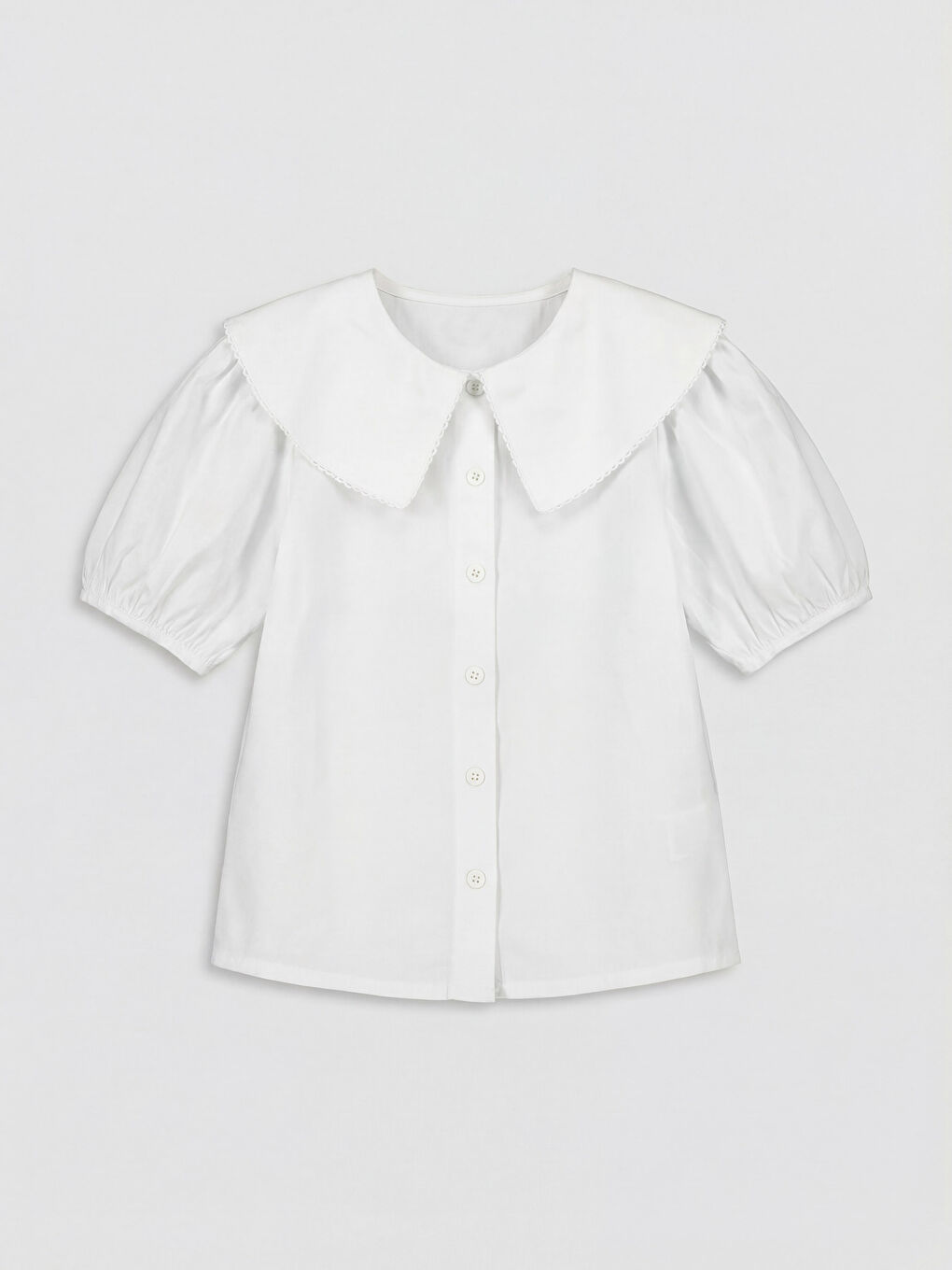 Beyaz Bebe Yaka Poplin Kız Çocuk Gömlek