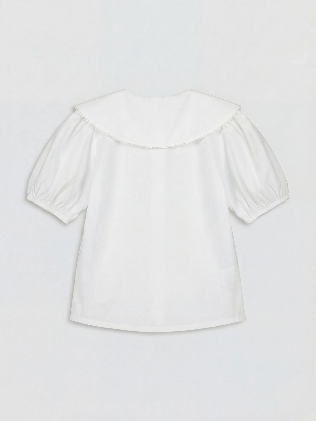 Beyaz Bebe Yaka Poplin Kız Çocuk Gömlek-1