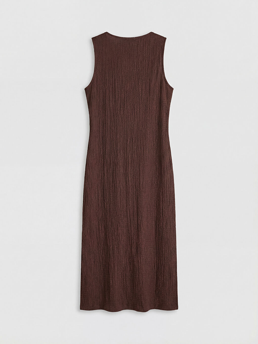 Kahverengi Bisiklet Yaka Dokulu Elbise-2