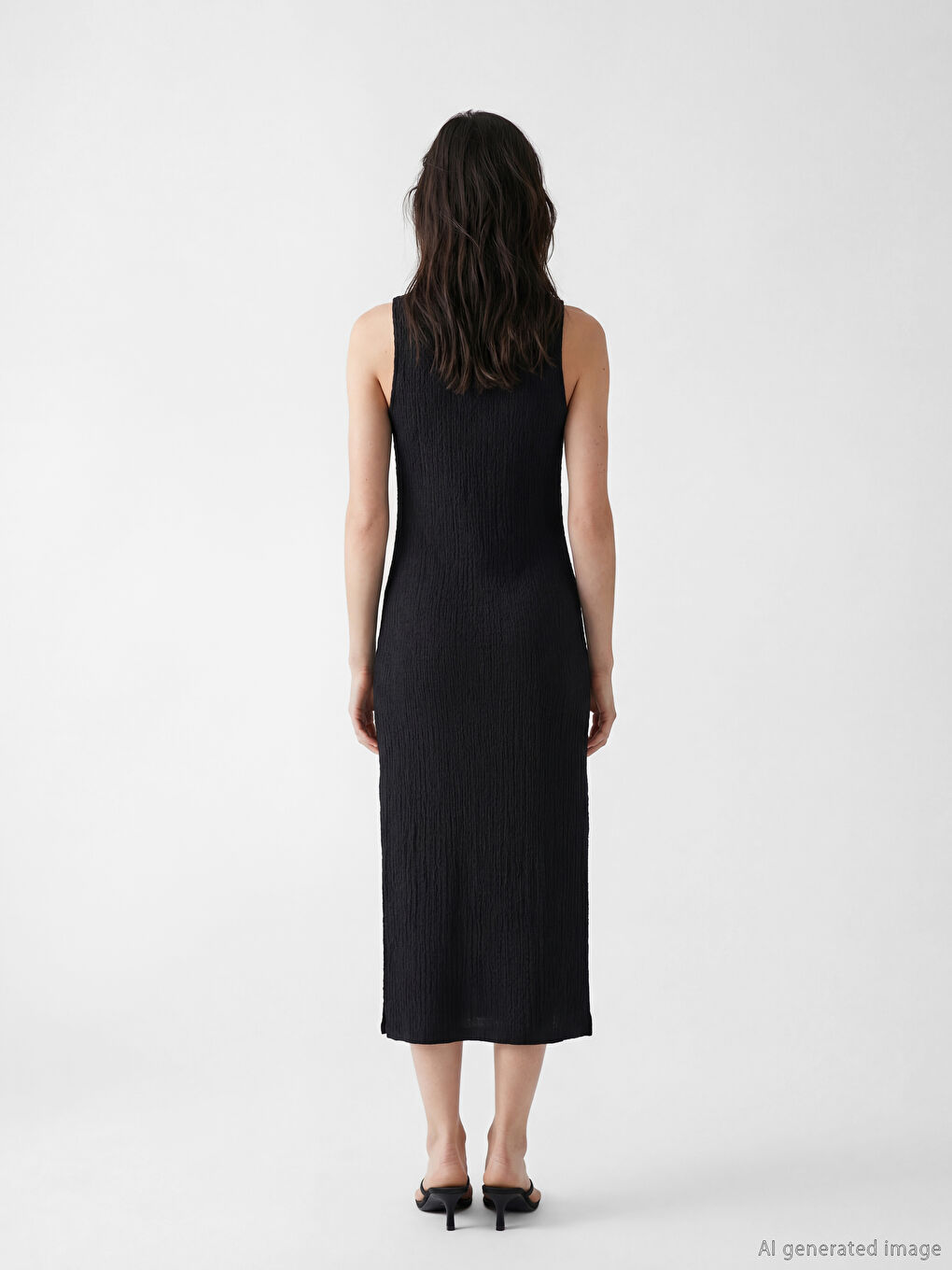 Siyah Dokulu Uzun Elbise-2