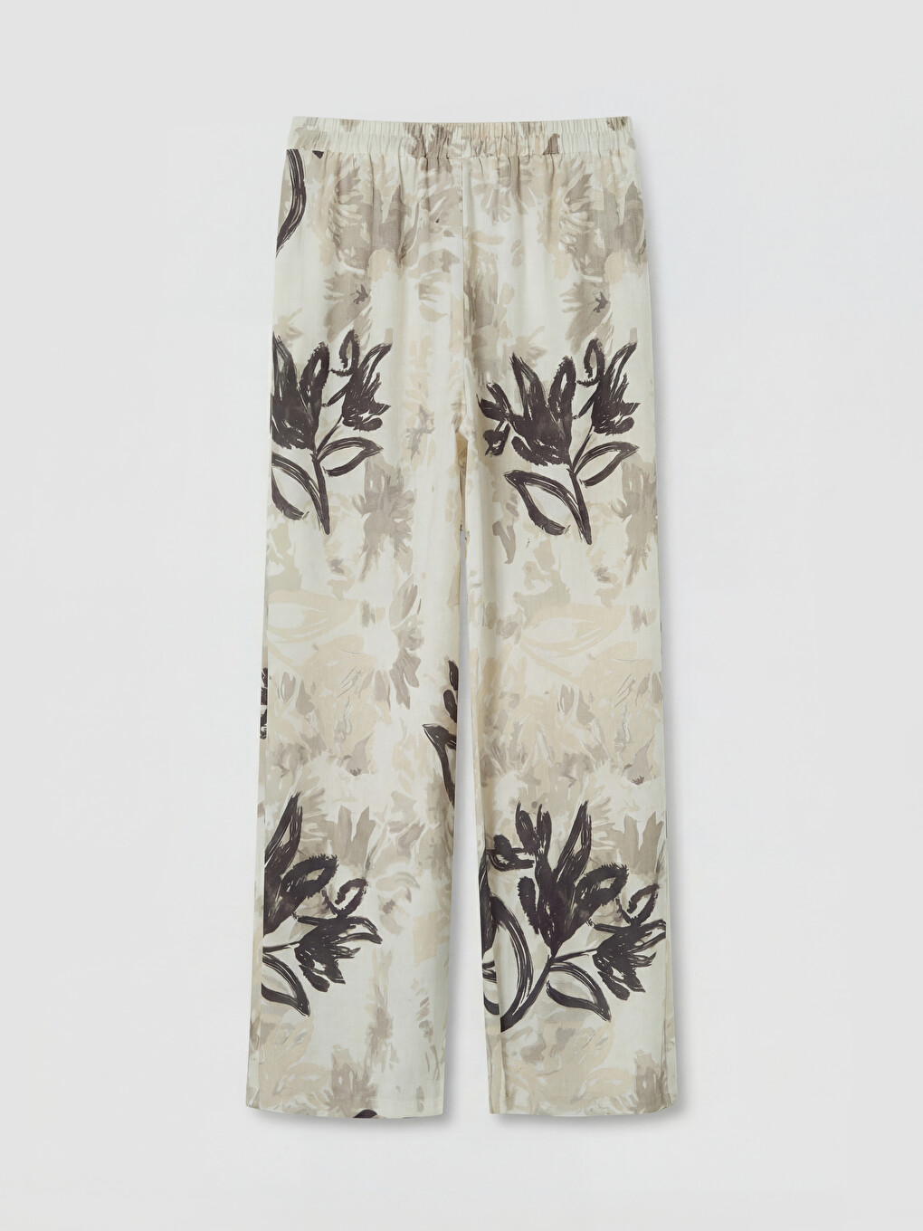 Gemusterte Leinen-Look Damen Hosen-5