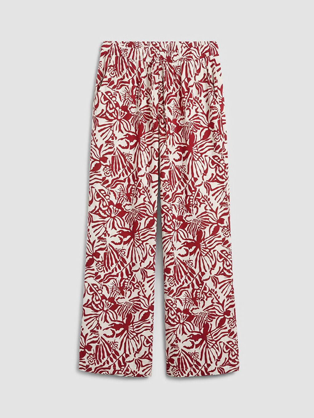 Gemusterte Leinen-Look Damen Hosen-4
