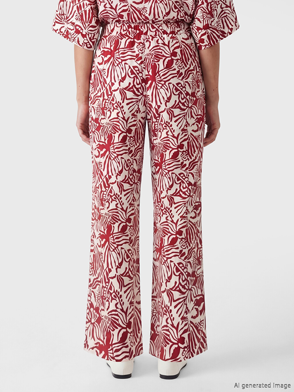 Gemusterte Leinen-Look Damen Hosen-3