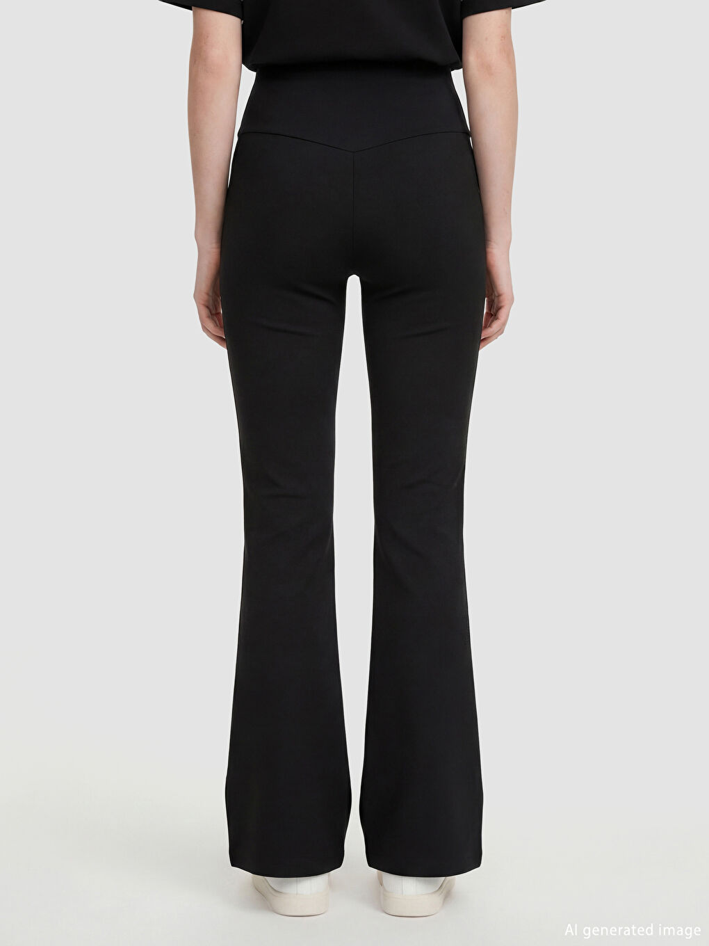 Siyah Karın Panelli İspanyol Paça Hamile Tayt-3