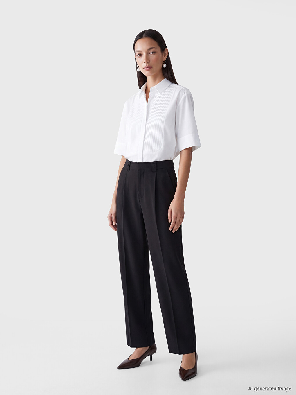 Pleated Detail Women's Fabric Trousers