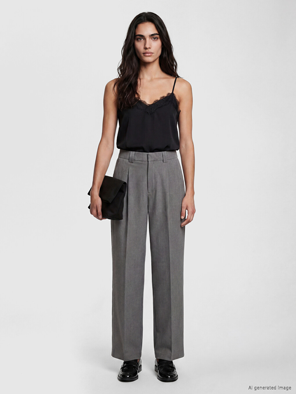 Pleated Detail Women's Fabric Trousers