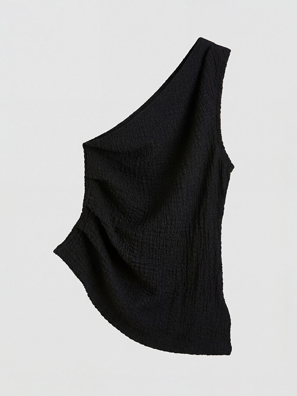One Shoulder Ribbed Ruched Blouse-4