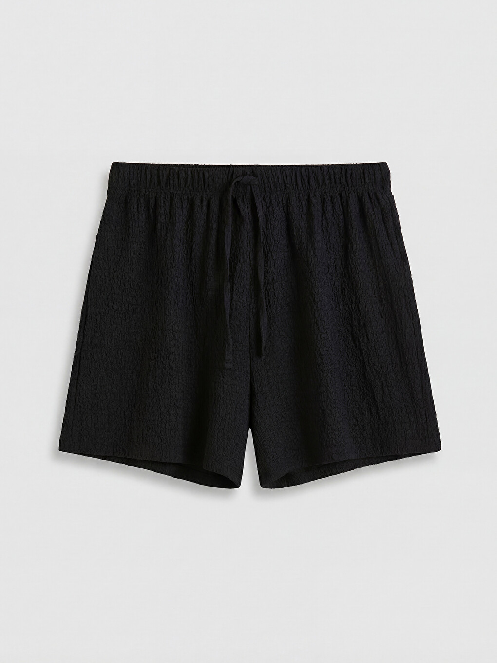 Pantaloni scurți texturați cu talie elastică pentru femei-4