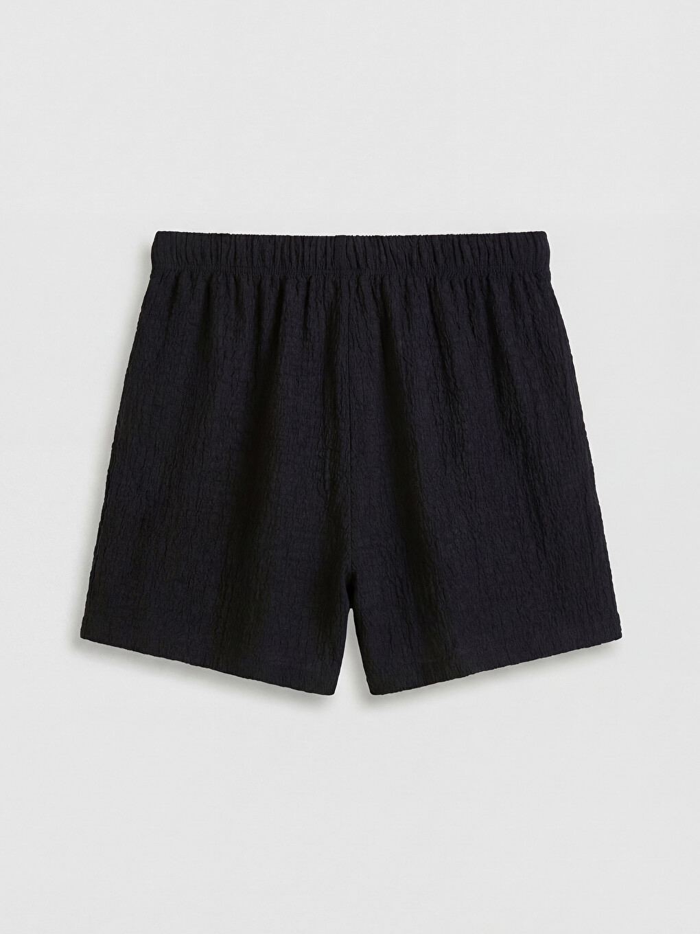 Pantaloni scurți texturați cu talie elastică pentru femei-5