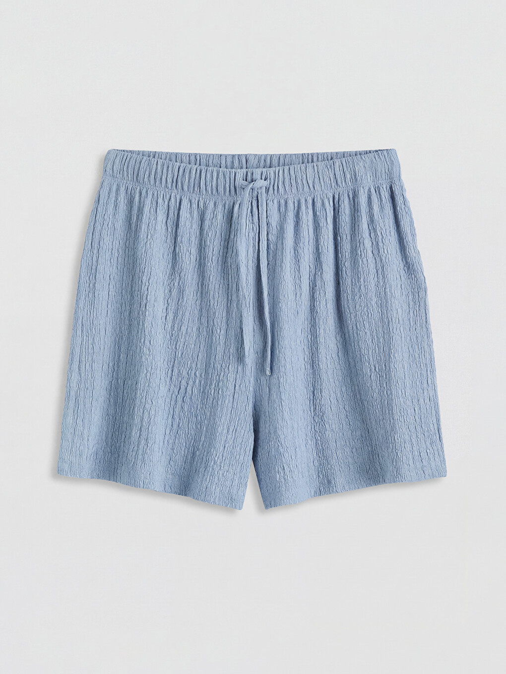 Pantaloni scurți texturați cu talie elastică pentru femei-4
