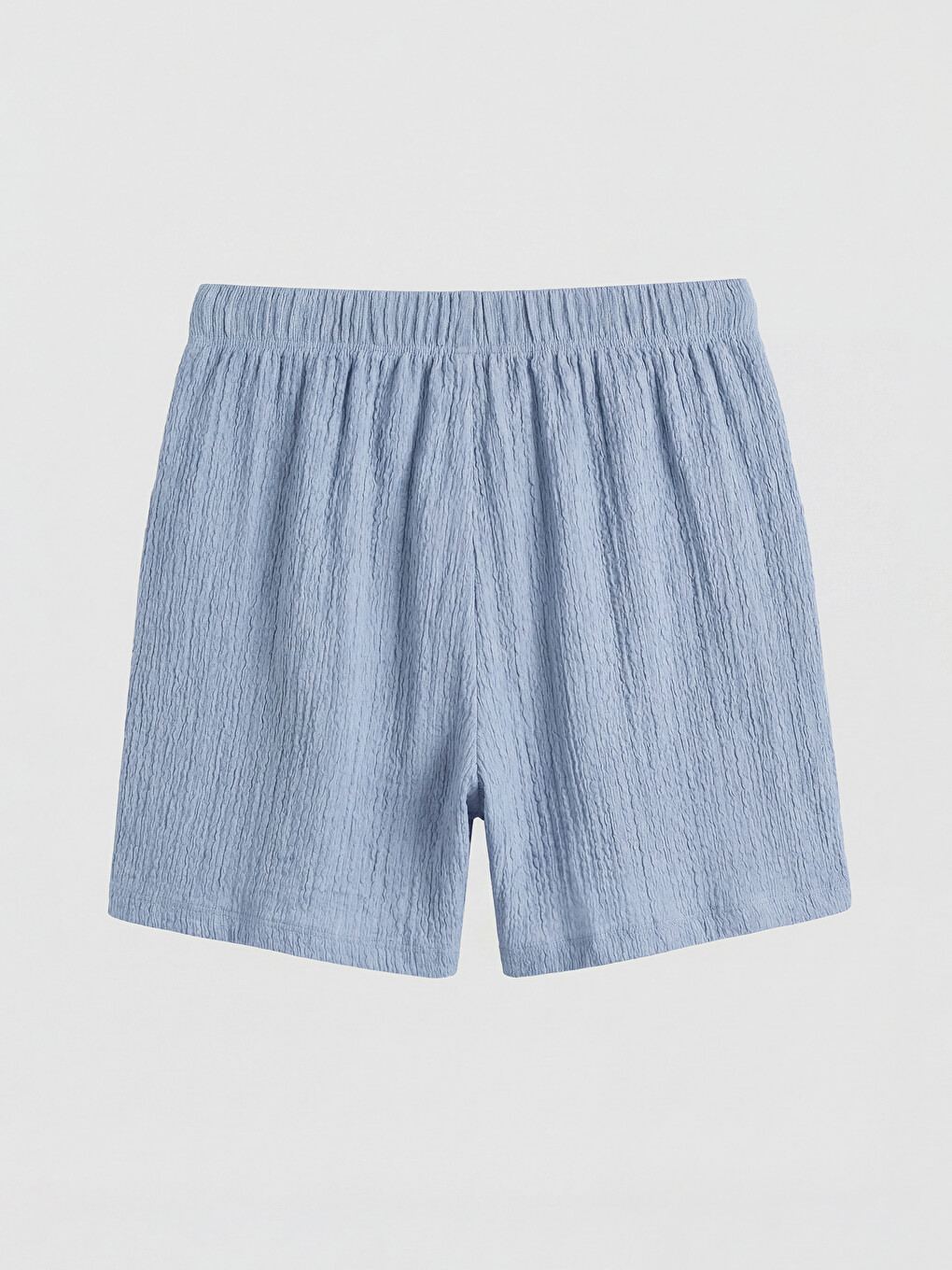 Pantaloni scurți texturați cu talie elastică pentru femei-5
