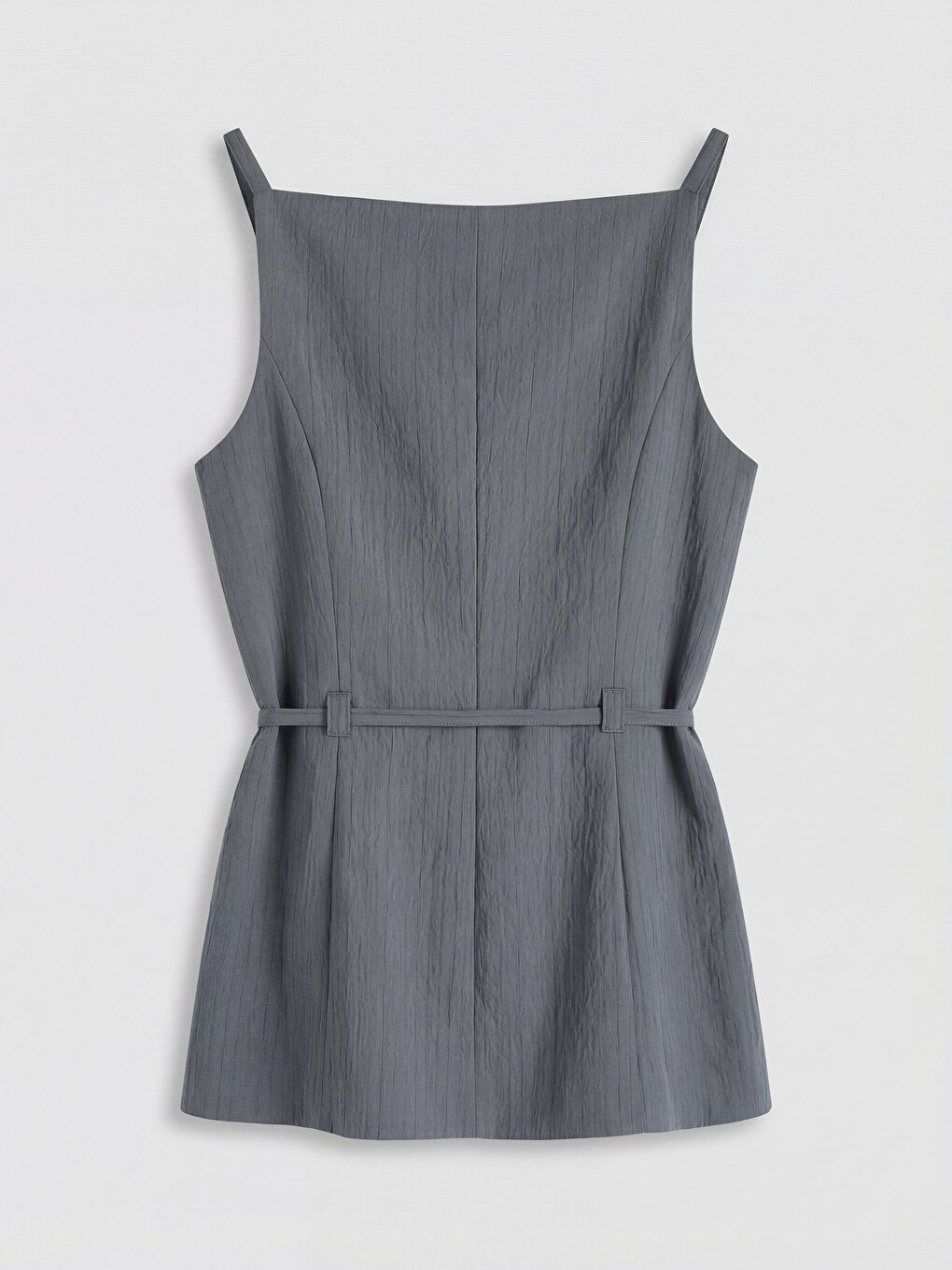 Col Carré Ceinturée À La Taille À Fines Bretelles Blouse-5